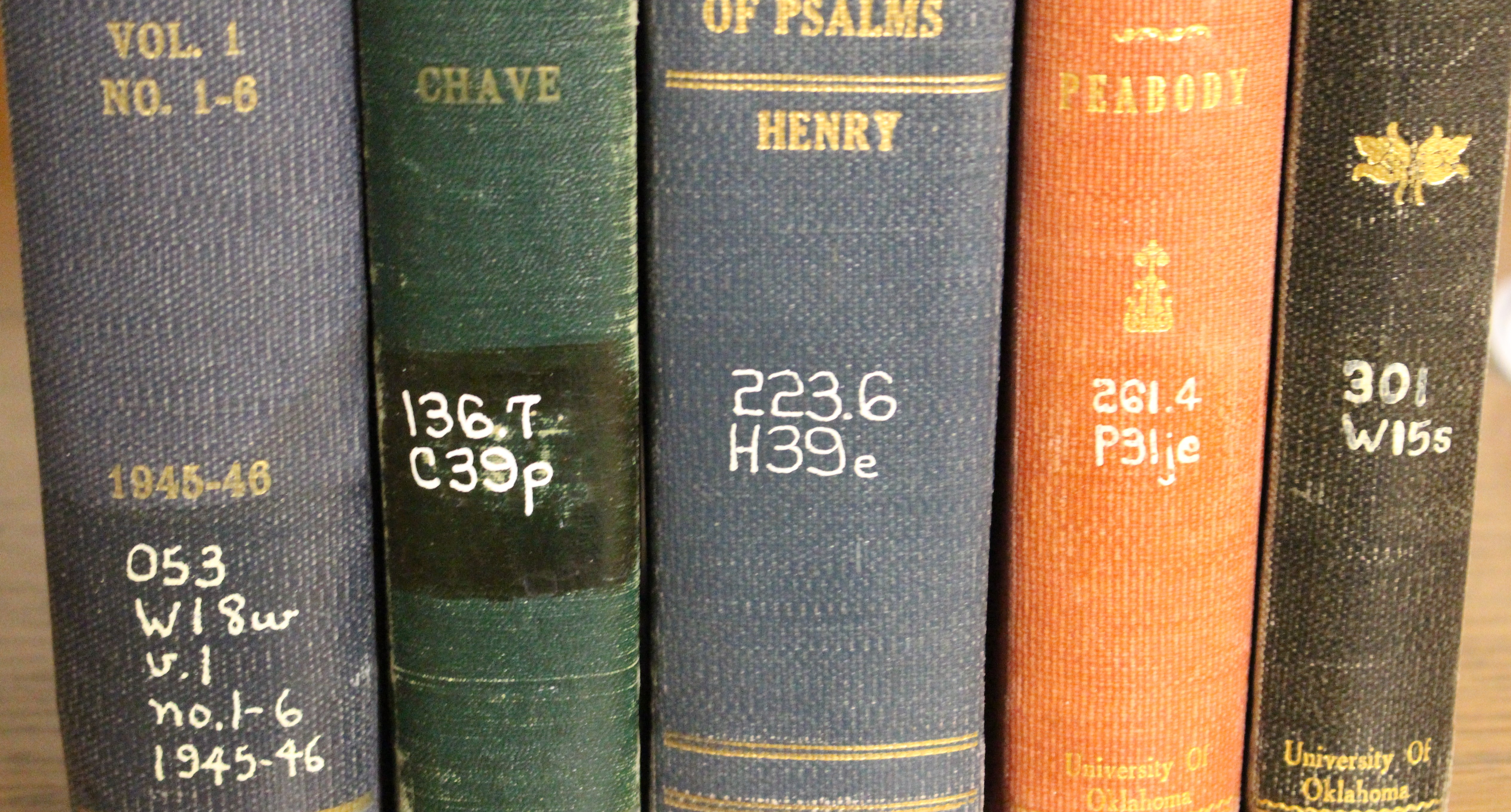 Books shelved in Dewey Decimal System