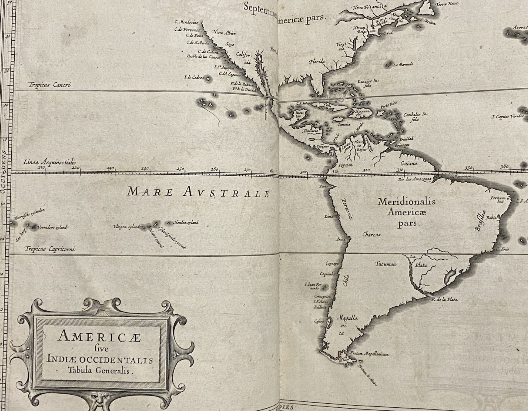 Map of North American from 17th-century book by DeLaet